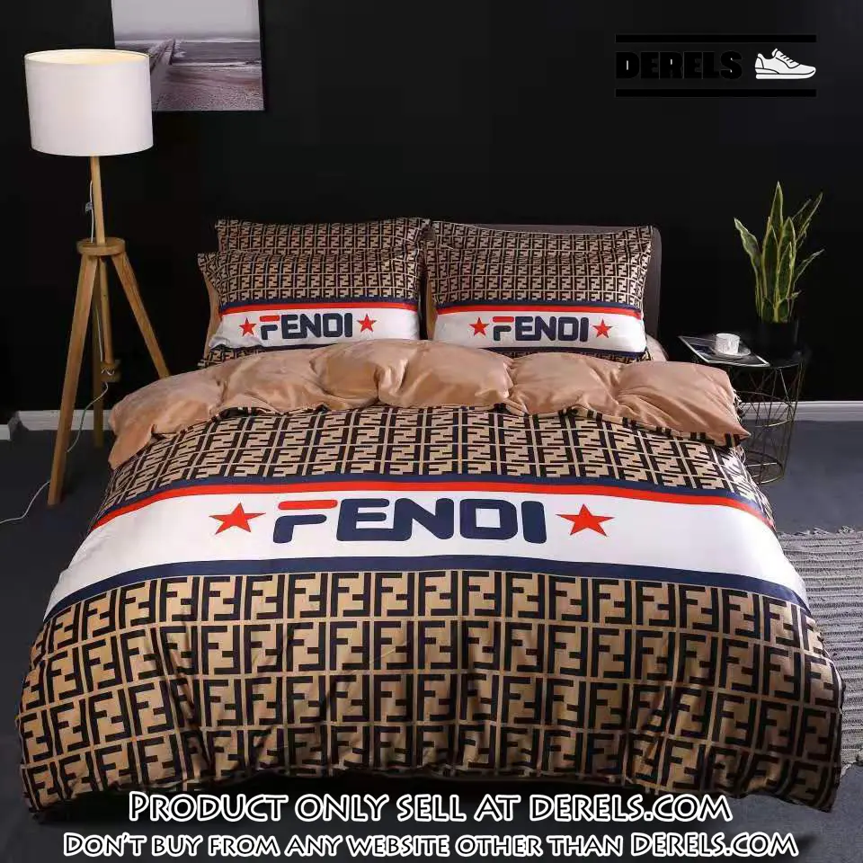 Fendi luxury logo fashion brand premium bedding set home decor hqn dr1251638